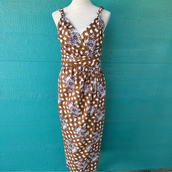 REBECCA TAYLOR GINGHAM DAISY PRINT WRAP DRESS SIZE 2 NWT - Picture 4 of 12